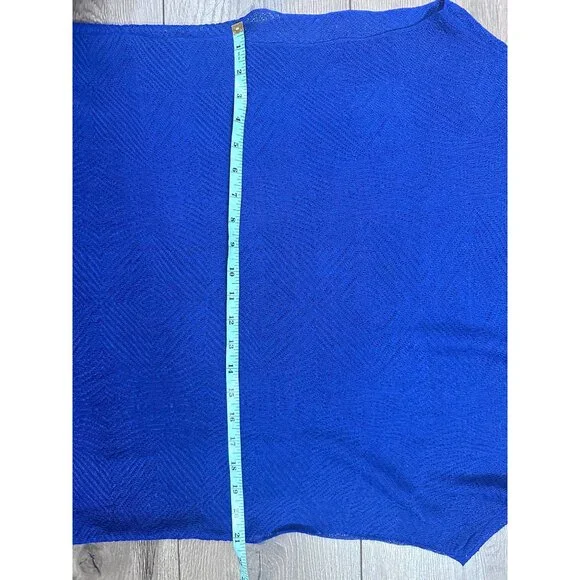 Eileen Fisher Adriatic Blue Rayon Nylon Crinkle Diamond Tunic Sweater Top M - Picture 6 of 9